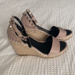 Authentic Valentino Garavani Double Rockstud wedges.